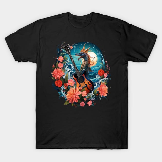 Blue Shrimp Playing Guitar T-Shirt by JH Mart